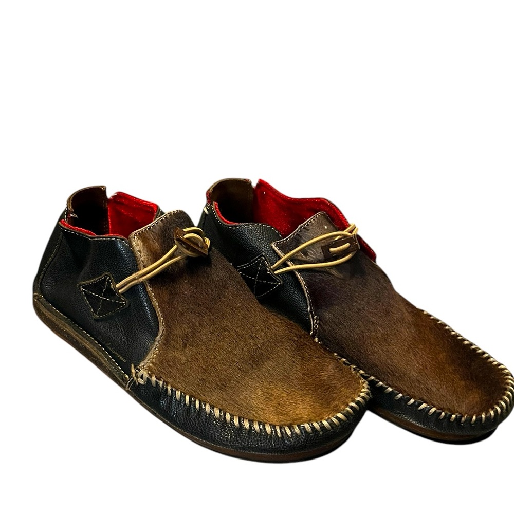 Olukai calf hair and leather moccasins men size 7